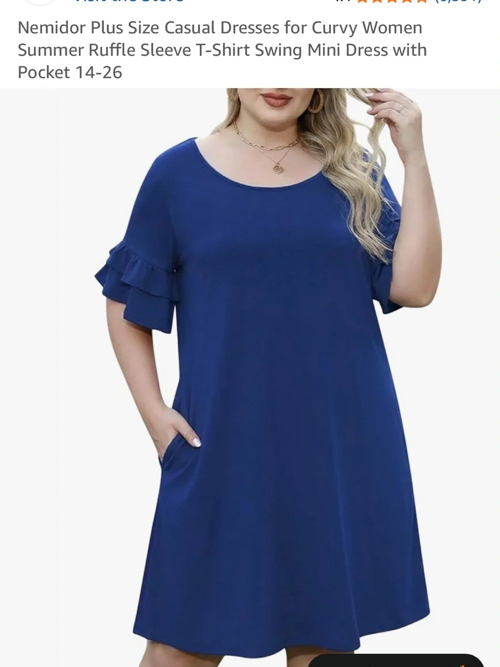 Cocktail swing dress with ruffle sleeves - Picture 5 of 15
